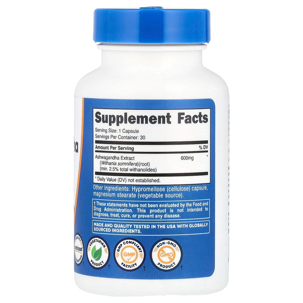 Nutricost ashwagandha root extract 600 mg capsule by Nutricost