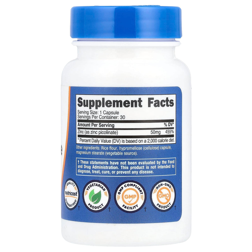 Nutricost zinc picolinate 50 mg per unit by Nutricost