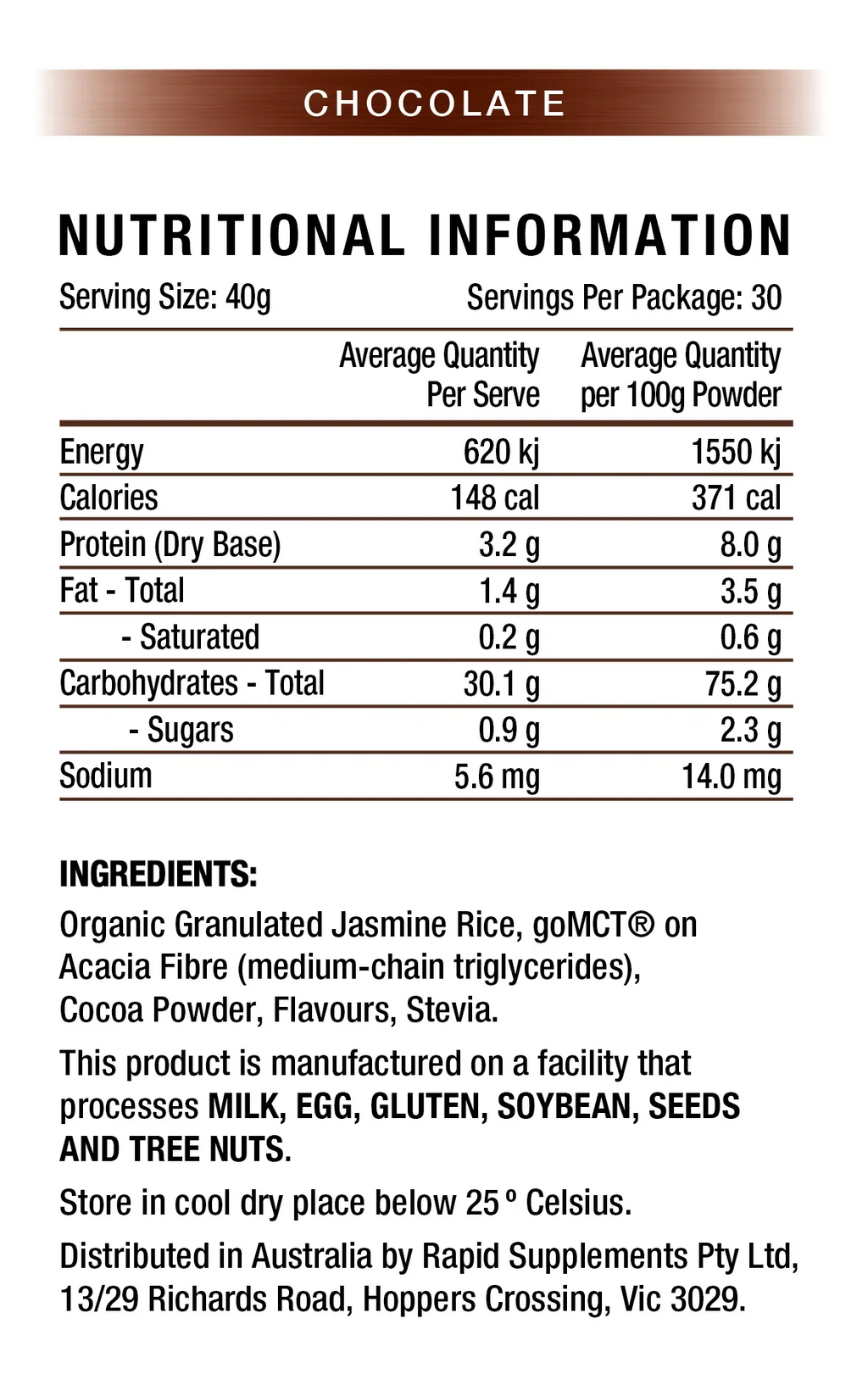 Rapid supplements cream of rice cereal fortified with iron by Rapid Supplements