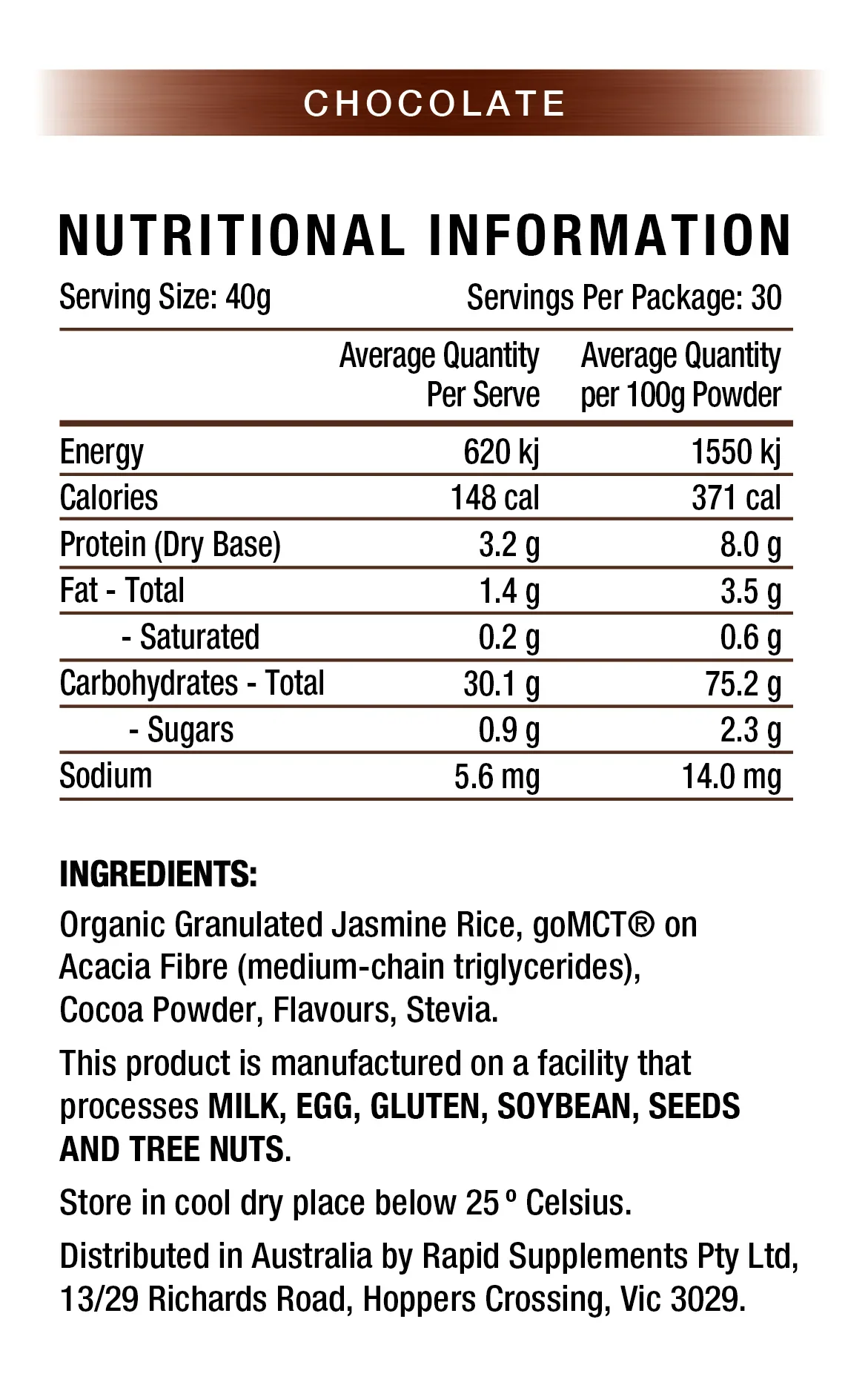 Rapid supplements cream of rice cereal fortified with iron by Rapid Supplements